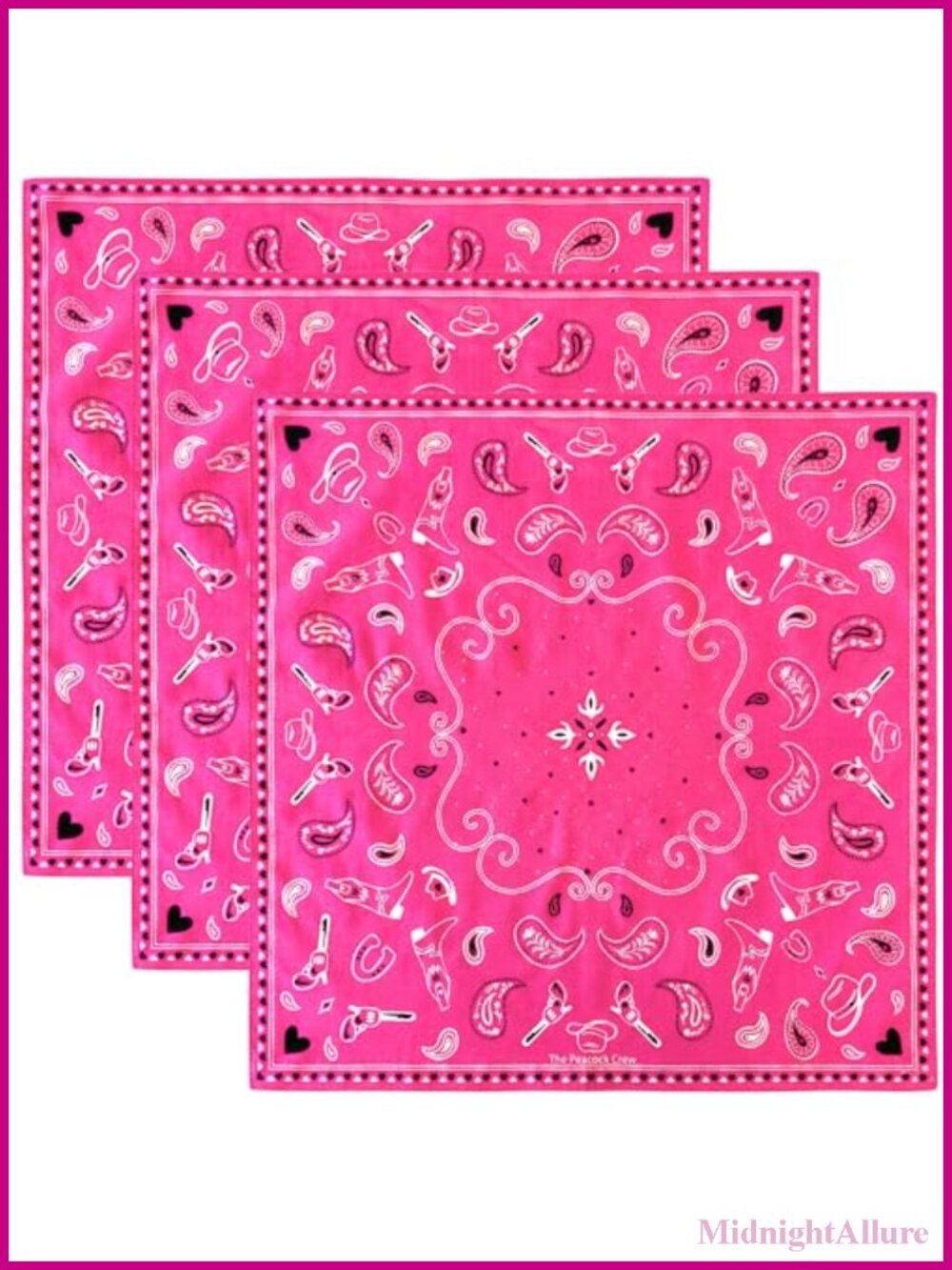 Cotton Paisley Bandana 3 Pack 22x22 Inch Handkerchiefs Set